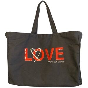 Victoria's Secret Black Tote with Red LOVE Design